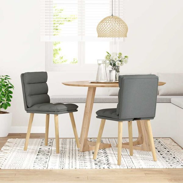 vidaXL Dining Chairs 2 pcs Dark Grey Fabric