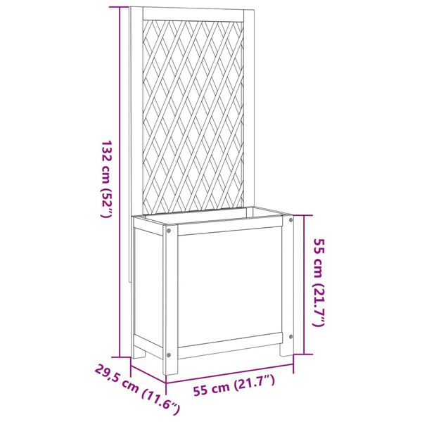 vidaXL Planter with Trellis 55x29.5x132 cm Solid Wood Acacia