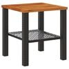 vidaXL Garden Table Black 40x40x42 cm Poly Rattan Acacia Wood