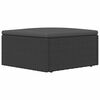 vidaXL Garden Footstool with Cushion Black Poly Rattan