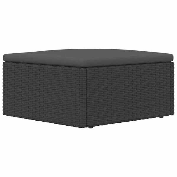 vidaXL Garden Footstool with Cushion Black Poly Rattan