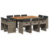 vidaXL 11 Piece Garden Dining Set with Cushions Grey Poly Rattan