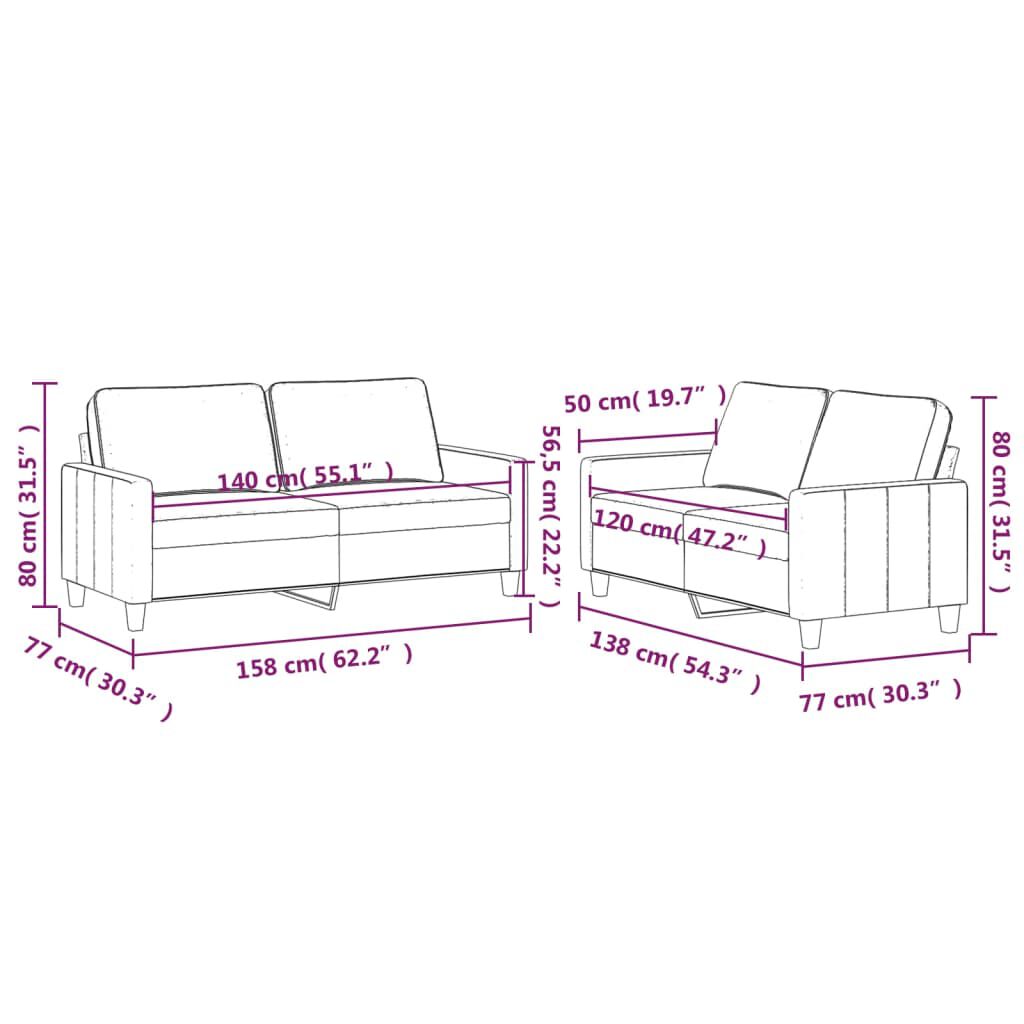 vidaXL 2 Piece Sofa Set with Cushions Dark Green Velvet