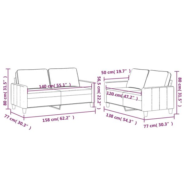 vidaXL 2 Piece Sofa Set with Cushions Dark Green Velvet