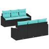 vidaXL Sofa Set with Cushion 7 pcs Black and Turquiose Poly Rattan