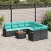 vidaXL Garden Sofa Set 9 pcs Black and turquoise