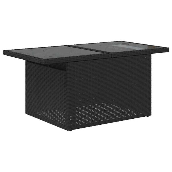 vidaXL 11 Piece Garden Sofa Set with Cushions Black Poly Rattan Acacia