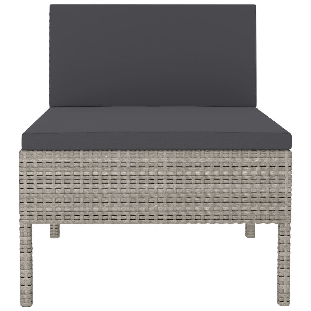 vidaXL Garden Chairs 3 pcs with Cushions Poly Rattan Grey