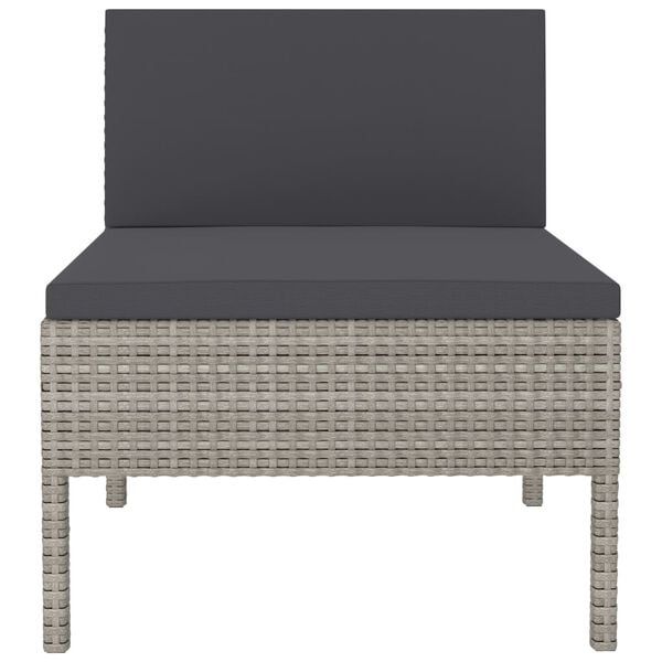 vidaXL Garden Chairs 3 pcs with Cushions Poly Rattan Grey