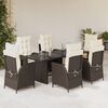 vidaXL 7 Piece Garden Dining Set with Cushions Brown Poly Rattan