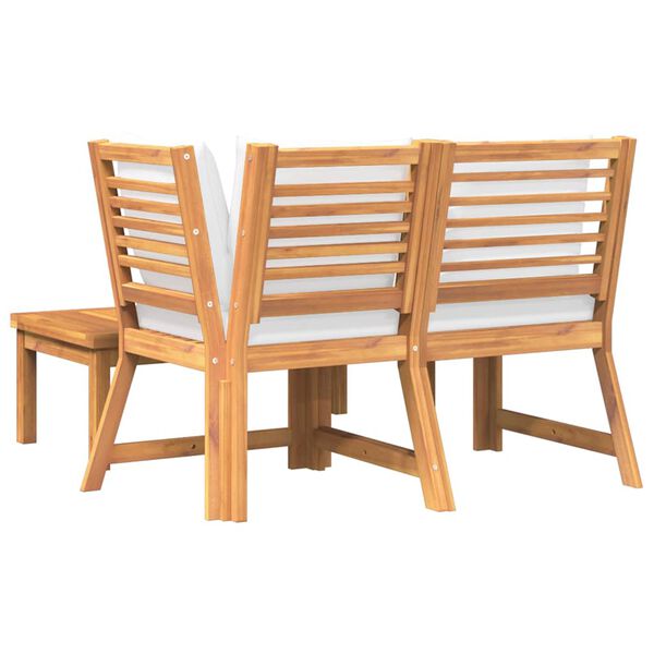 vidaXL 3 Piece Garden Lounge Set with Cream Cushion Solid Acacia Wood