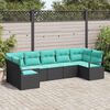 vidaXL Garden Sofa Set 7 pcs Black and Turquoise Poly Rattan