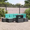 vidaXL Garden Sofa Set with Cushion 7 pcs Black and blue