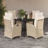 vidaXL 5 Piece Garden Dining Set with Cushions Beige Poly Rattan