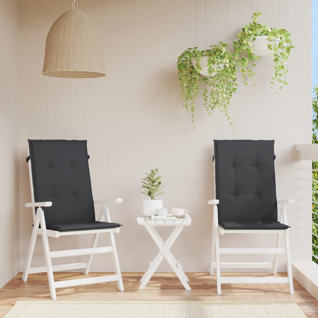 vidaXL Garden Highback Chair Cushions 2 pcs Black 120x50x3 cm Fabric