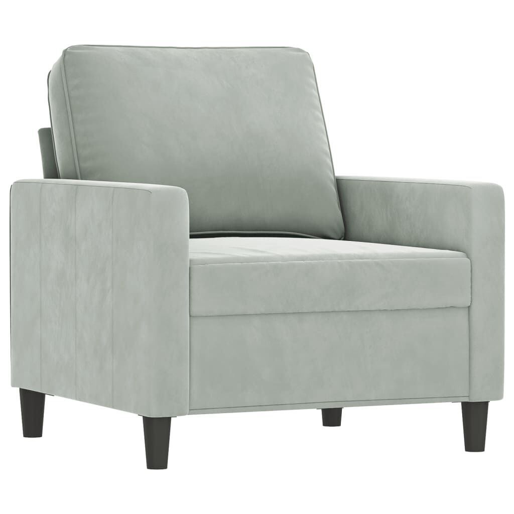 vidaXL 3 Piece Sofa Set with Cushions Light Grey Velvet