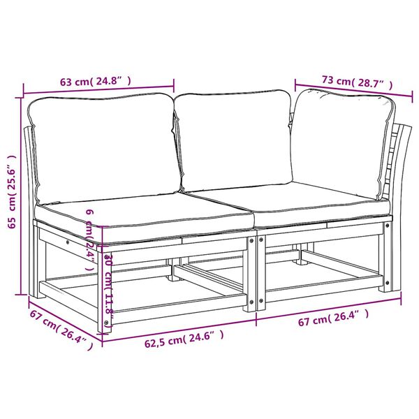vidaXL 2 Piece Garden Lounge Set with Cushions Solid Wood Acacia
