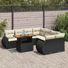 vidaXL 9 Piece Garden Sofa Set with Cushions Black Poly Rattan