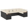vidaXL 9 Piece Garden Sofa Set with Cushions Black Poly Rattan