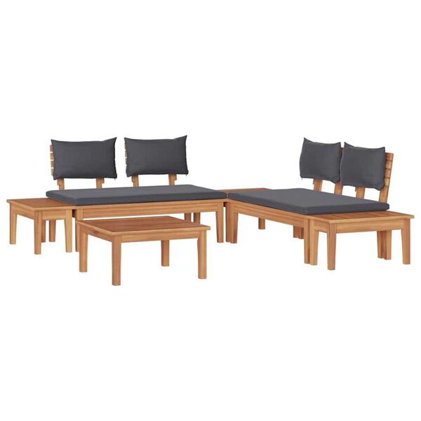 vidaXL Garden Bench Set with Cushion with Storage 3 pcs Brown and Grey