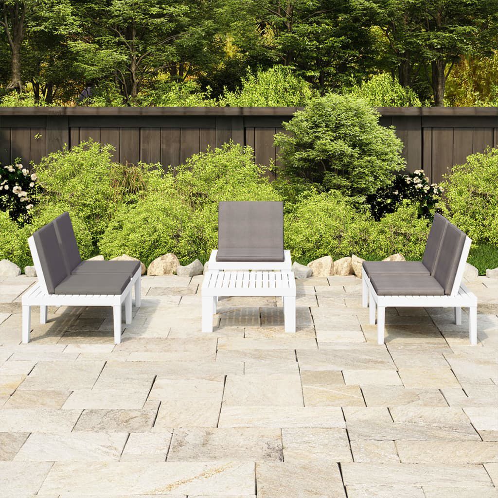 vidaXL 4 Piece Garden Lounge Set with Cushions Plastic White