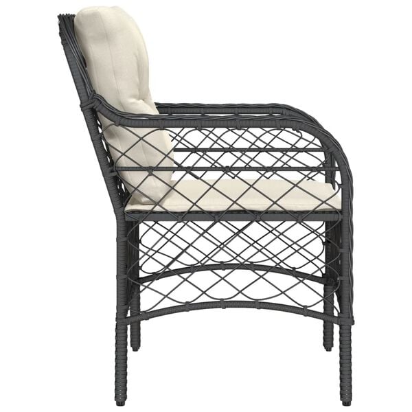vidaXL Garden Chairs with Cushions 2 pcs Black Poly Rattan