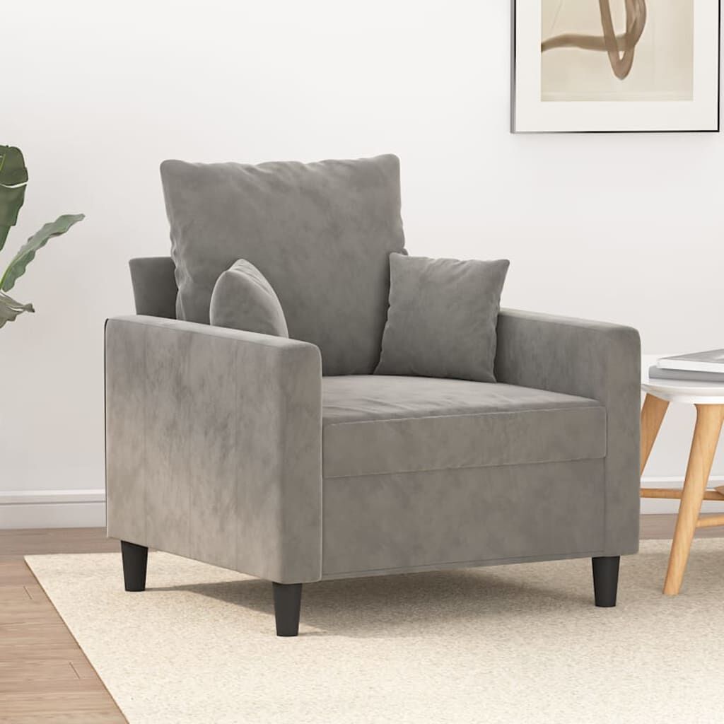 vidaXL Sofa Chair Light Grey 60 cm Velvet
