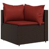 vidaXL Garden Corner Sofas with Cushions 2 pcs Brown Poly Rattan