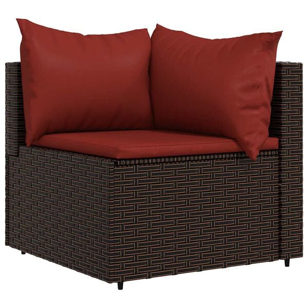 vidaXL Garden Corner Sofas with Cushions 2 pcs Brown Poly Rattan