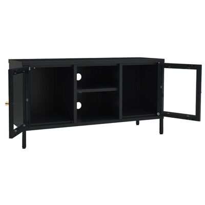 vidaXL TV Cabinet Black 105x35x52 cm Steel and Glass