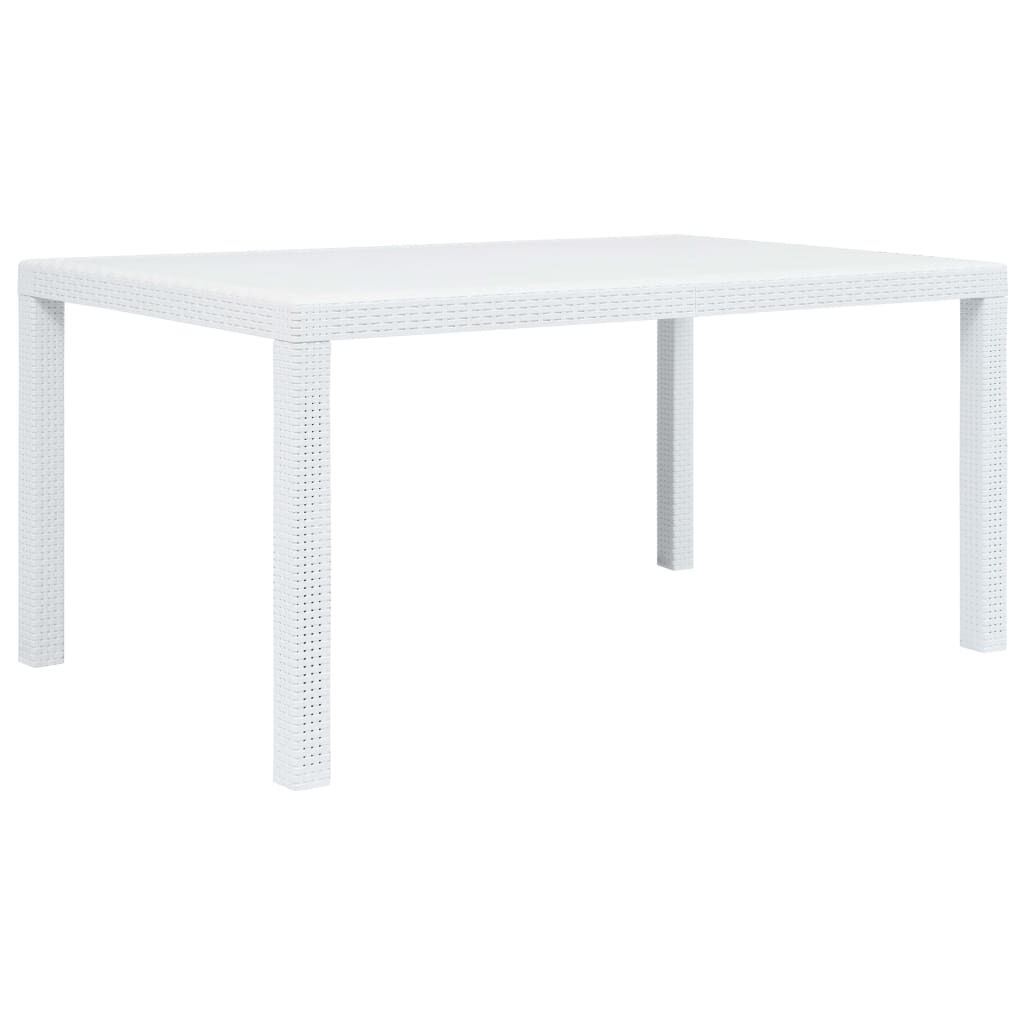vidaXL 7 Piece Outdoor Dining Set Plastic White Rattan Look