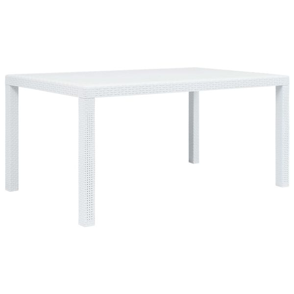 vidaXL 7 Piece Outdoor Dining Set Plastic White Rattan Look