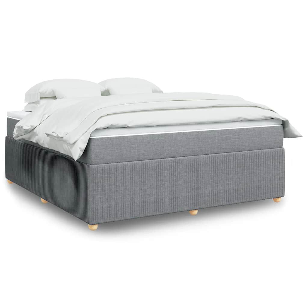 vidaXL Box Spring Bed with Mattress Light Grey California King Fabric