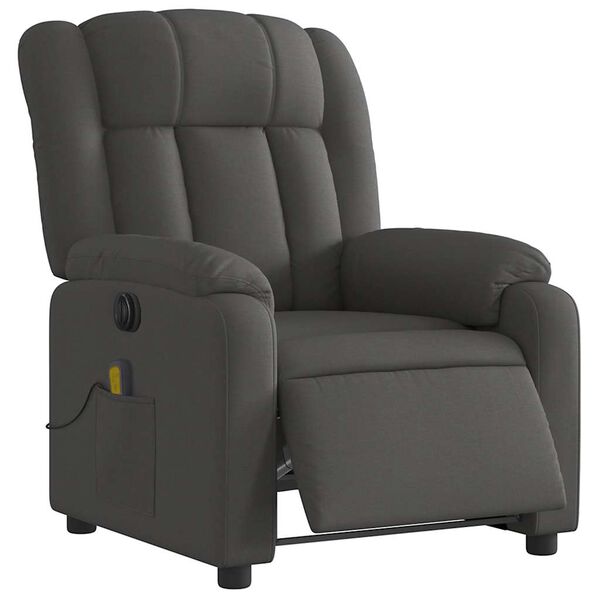 vidaXL Electric Massage Recliner Chair Dark Grey Fabric