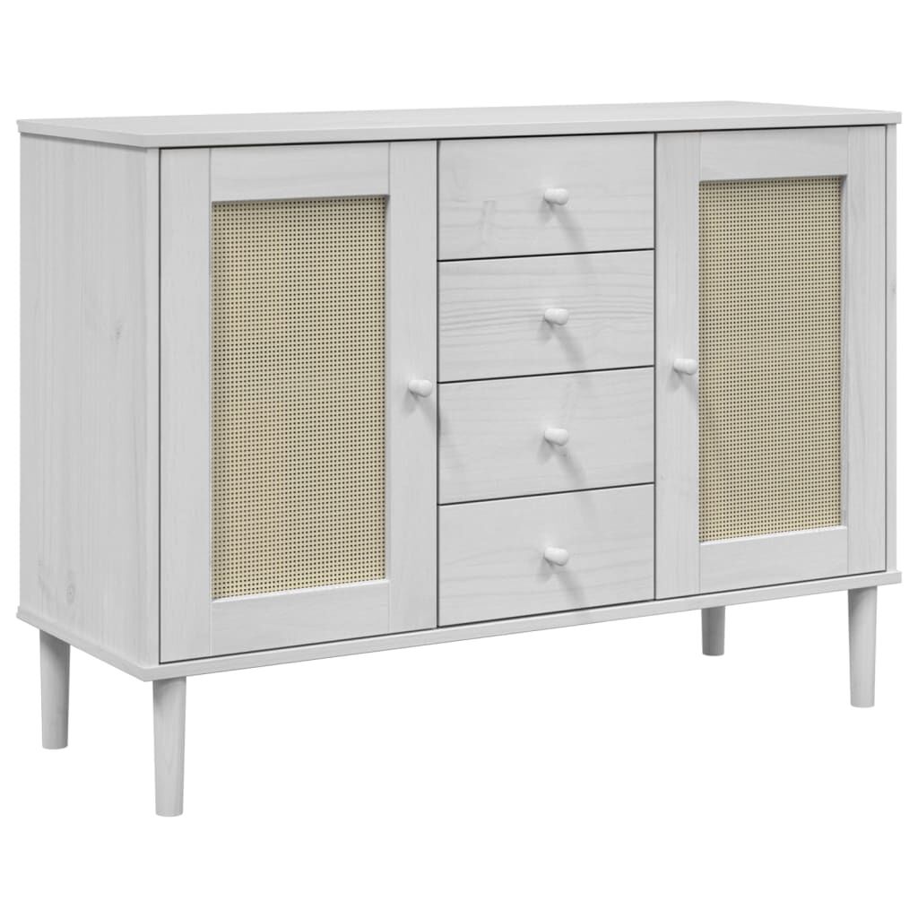 vidaXL Sideboard SENJA Rattan Look White 112x40x80 cm Solid Wood Pine