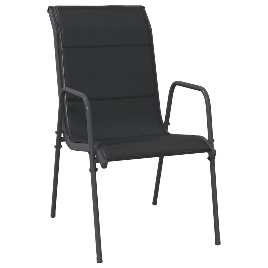 vidaXL 3 Piece Garden Dining Set Black Steel and Textilene