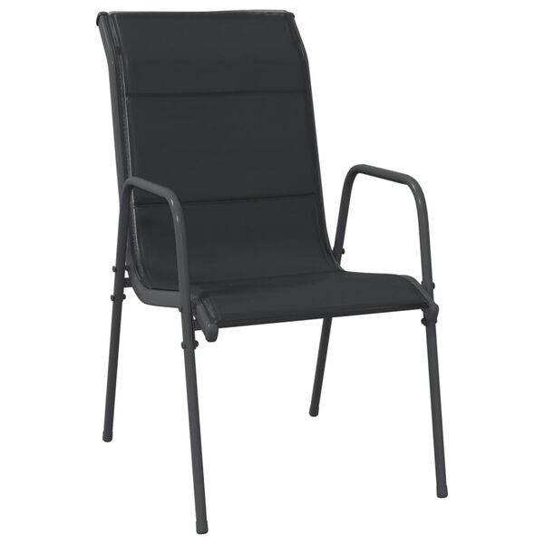 vidaXL 3 Piece Garden Dining Set Black Steel and Textilene
