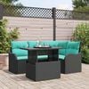 vidaXL Garden Sofa Set with Cushion 5 pcs Black Poly rattan