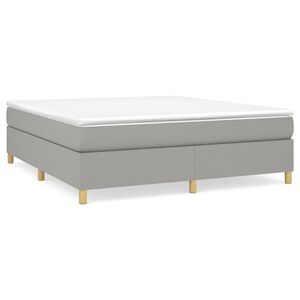 vidaXL Box Spring Bed Frame Light Grey King Fabric (US Only)