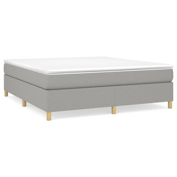 vidaXL Bed Frame without Mattress Light Grey King Fabric (US Only)