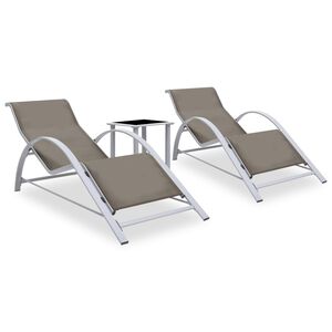vidaXL Sun Loungers 2 pcs with Table Aluminium Taupe