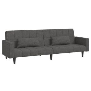 vidaXL 2-Seater Sofa Bed with Two Pillows Dark Grey Fabric