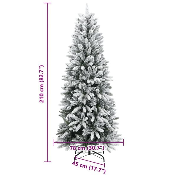vidaXL Artificial Christmas Tree 300 LEDs and Flocked Snow 210 cm