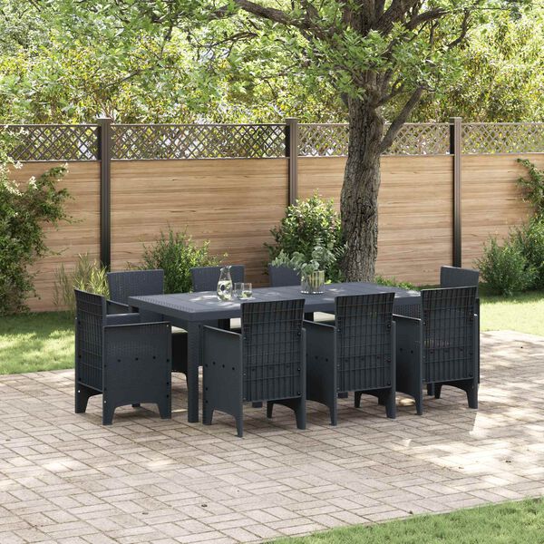 vidaXL Garden Dining Set 9 pcs Anthracite Polypropylene