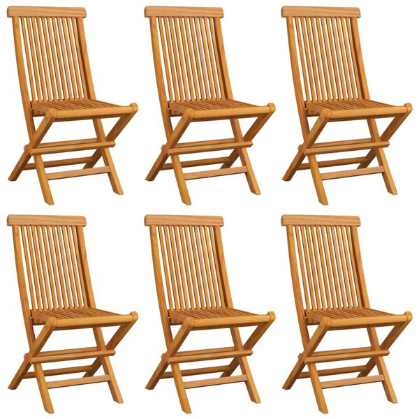 vidaXL Garden Chairs with Blue Cushions 6 pcs Solid Teak Wood