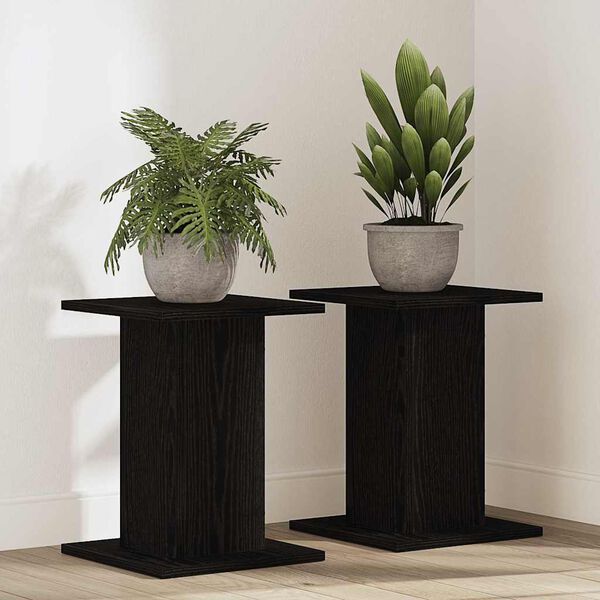 vidaXL Plant Stand 2 pcs Black Oak 30 x 30 x 40 cm Engineered wood