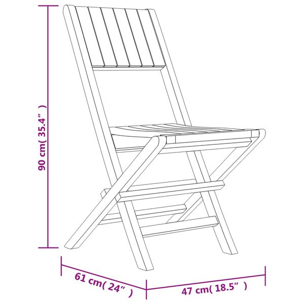 vidaXL Folding Garden Chairs 6 pcs 47x61x90 cm Solid Wood Teak