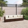 vidaXL 4 Piece Garden Sofa Set with Cushions Brown Poly Rattan
