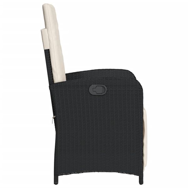vidaXL 3 Piece Bistro Set with Cushions Black Poly Rattan