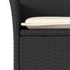 vidaXL 3 Piece Bistro Set with Cushions Black Poly Rattan and Glass